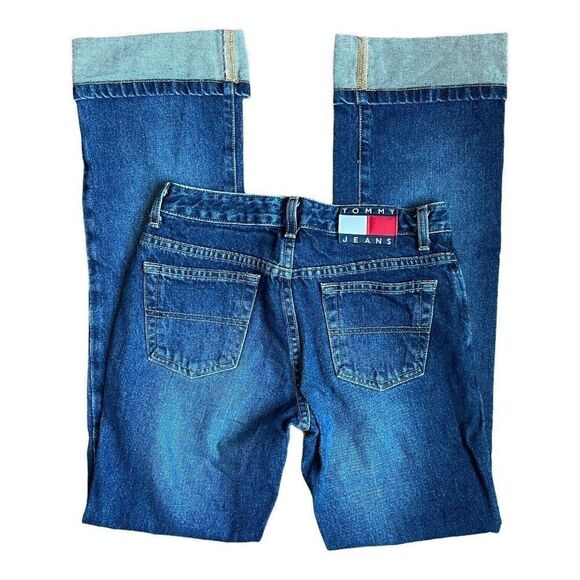 Tommy Hilfiger Jeans  Womens Size 1 Flag Logo Cuff Roller Jean Dark 27 x 30.5 - Picture 2 of 12